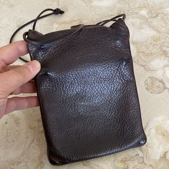 Roots Leather Crossbody Hanging Pouch Mini Bag Passport Holder Vintage - Picture 3 of 14